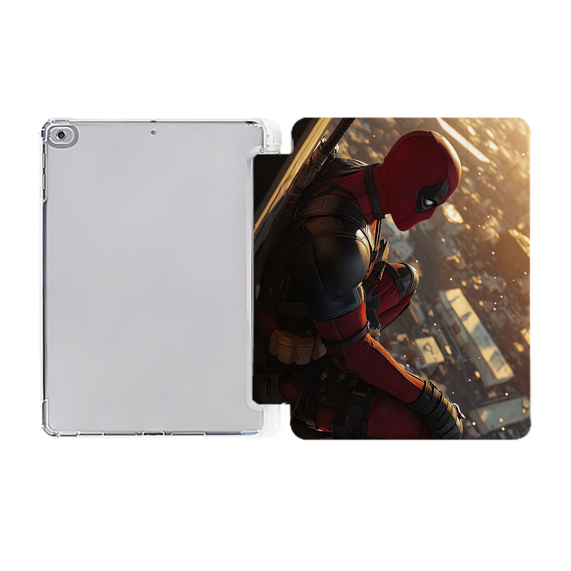 （画像用） Deadpool デッドプール IPad ケース ペン収納付き 三つ折りスタンド PUレザー×シリコン 対応機種9.5/10.5/10.9インチ
